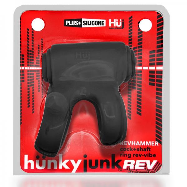 Hunkyjunk Revhammer Cock & Shaft Ring With Bullet Vibrator Tar Ice