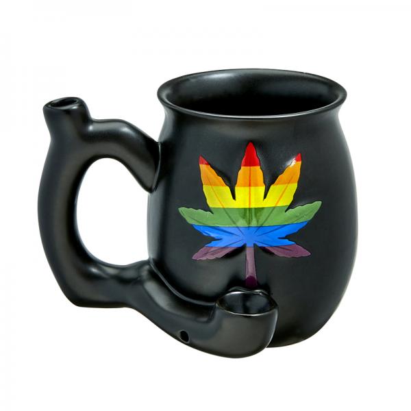 Fashioncraft Matte Black With Embossed Rainbow Leaf Roast & Toast Mug