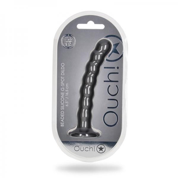 Shots Ouch! Beaded Silicone 6.5 In. G-spot Dildo Gunmetal