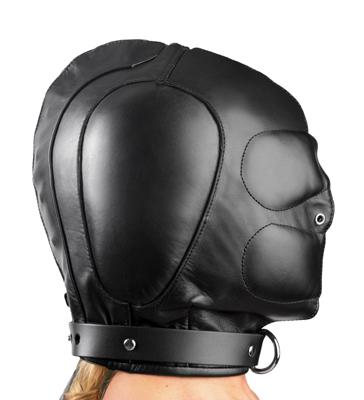 Padded Leather Hood Medium/Large Black