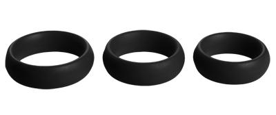 3 Piece Silicone C Ring Set - Black