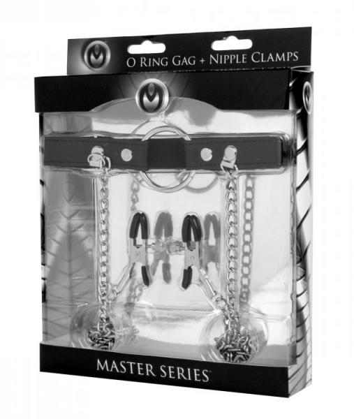 Seize O-Ring Gag with Nipple Clamps Black