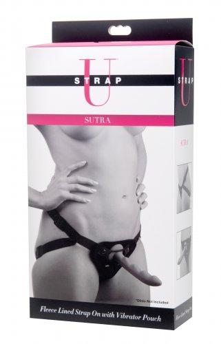 Sutra Fleece Lined Strap On Vibrator Pouch Black