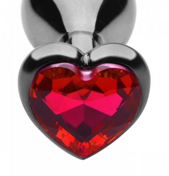 Crimson Tied Scarlet Heart Shaped Jewel Anal Plug