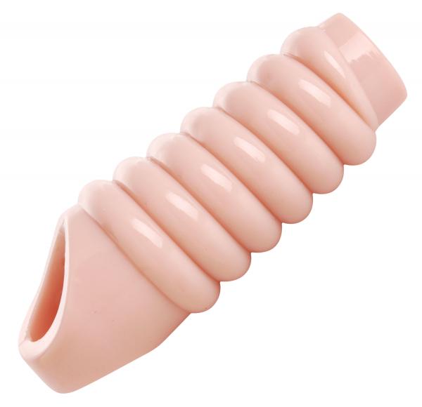 Really Ample Ribbed Penis Enhancer Sheath Beige