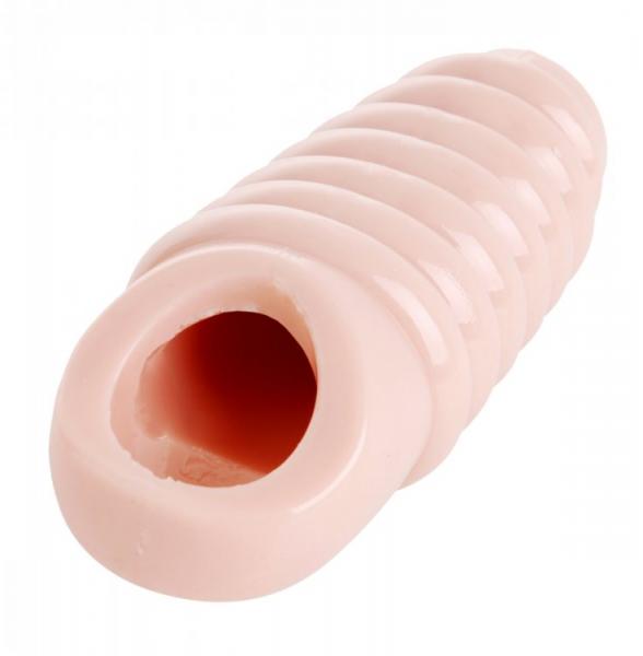 Really Ample Ribbed Penis Enhancer Sheath Beige