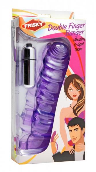 Double Finger Banger Vibrating G-Spot Glove - Purple