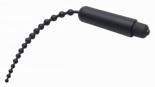 Dark Rod Vibrating Beaded Silicone Sound Black