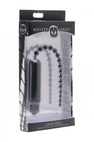 Dark Rod Vibrating Beaded Silicone Sound Black