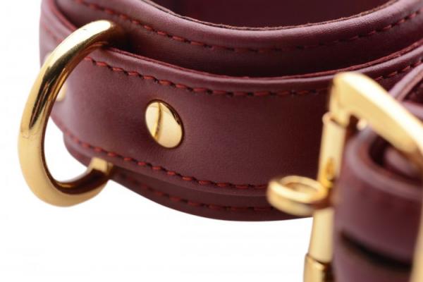 Strict Leather Burgundy Locking Ankle Cuffs