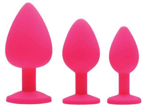 Frisky 3 Piece Silicone Anal Plugs with Gems