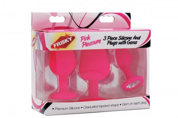 Frisky 3 Piece Silicone Anal Plugs with Gems