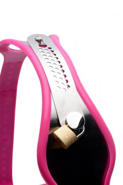 Pink Stainless Steel Adjustable Female Chastity Belt