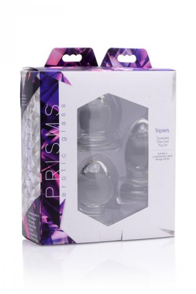 Triplets 3 Piece Glass Anal Plug Kit