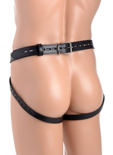 Spiked Leather Confinement Jock Strap Black