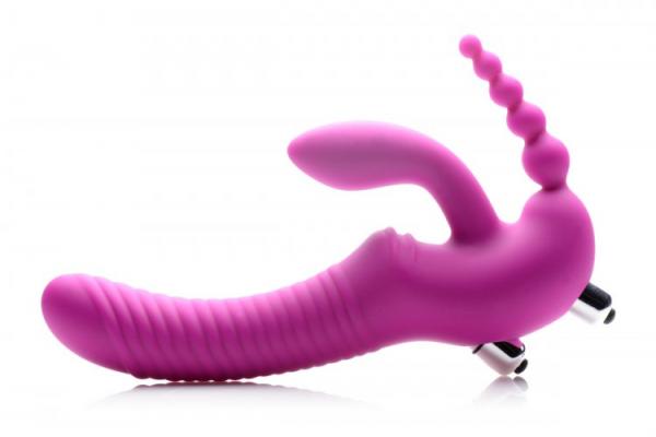 Regal Rider Vibrating Silicone Strapless Strap On Triple G Dildo