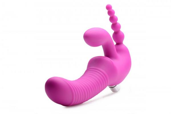 Regal Rider Vibrating Silicone Strapless Strap On Triple G Dildo