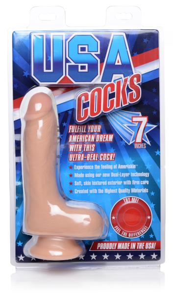 USA Cocks 7 Inches Ultra Real Dual Layer Suction Cup Dildo