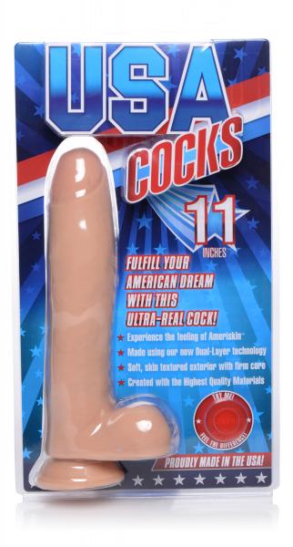 USA Cocks 11 Inches Ultra Real Dual Layer Suction Cup Dildo