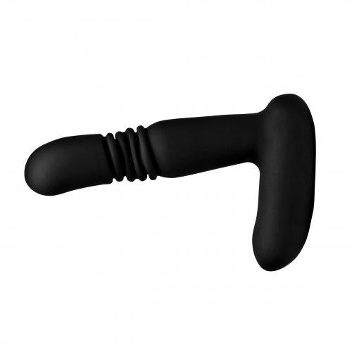 Silicone Thrusting Anal Plug With Remote Control Black