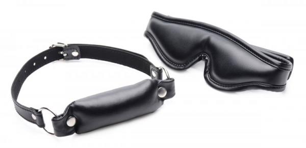 Padded Blindfold And Gag Set Black