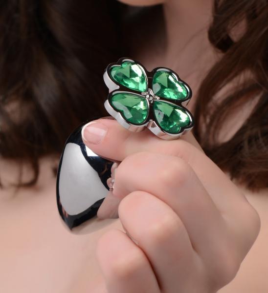 Booty Sparks Lucky Clover Gem Anal Plug Large Silver