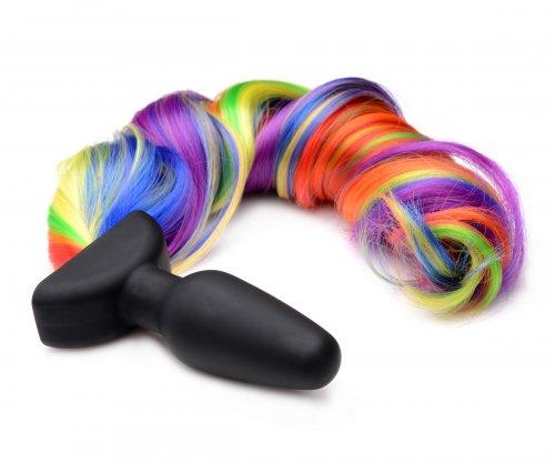 Rainbow Vibrating Pony Tail Anal Plug