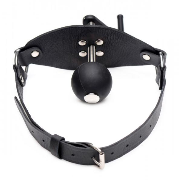 Crank Ball Gag Black Leather O/S