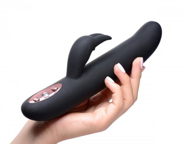 Bling Bunny 10X Flexing Silicone Rabbit Vibrator Black