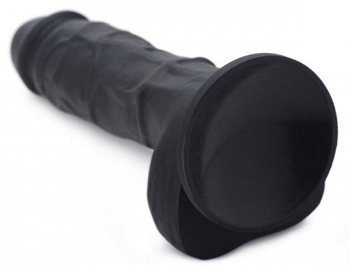 Power Pecker 7 Inch Silicone Dildo With Balls - Black