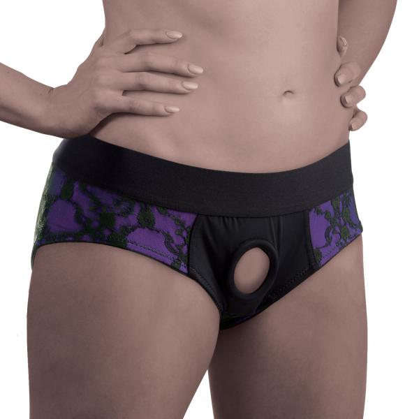 Strap U Lace Envy Crotchless L/xl Purple