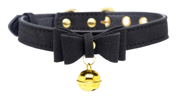 Golden Kitty Cat Bell Collar - Black/gold