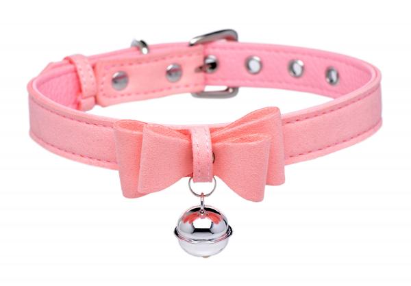 Golden Kitty Cat Bell Collar - Pink/silver