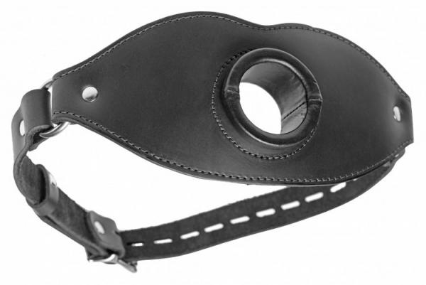 Feeder Locking Open Mouth Gag Black Leather O/S