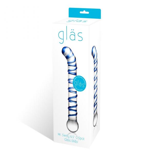 Mr Swirly 6.5 inches G-Spot Glass Dildo Clear Blue