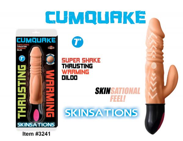 Skinsations Cum Quake Warming Dildo with Clit Stimulator