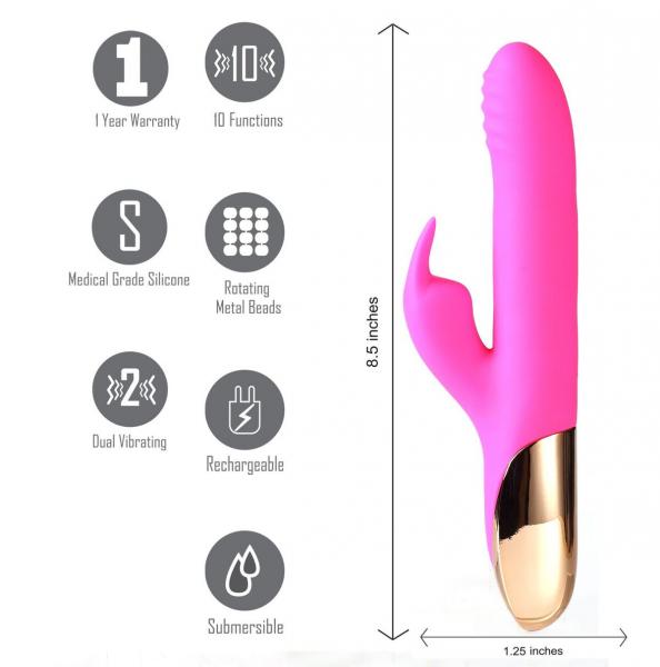 Dream Super Charged Silicone Rabbit Vibrator Pink