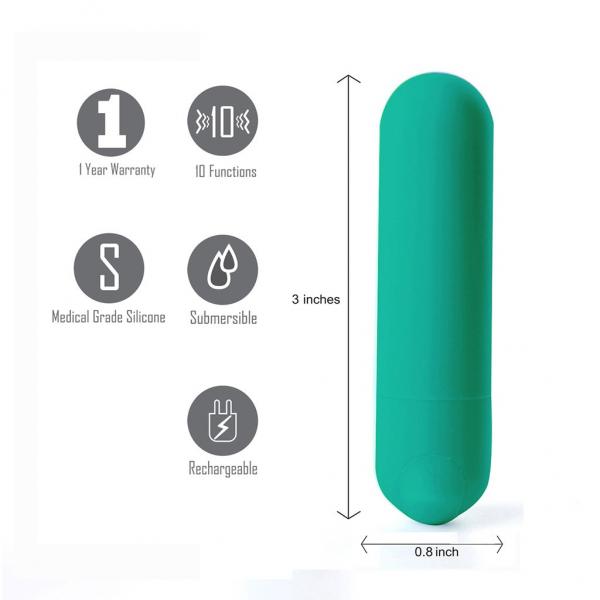 Jessi Mini Bullet Vibrator Rechargeable Emerald Green