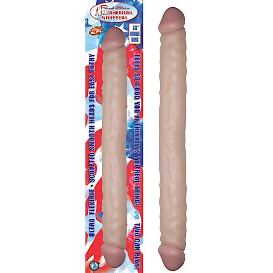 Real Skin All American Whoppers Double Dong 18'' - Beige