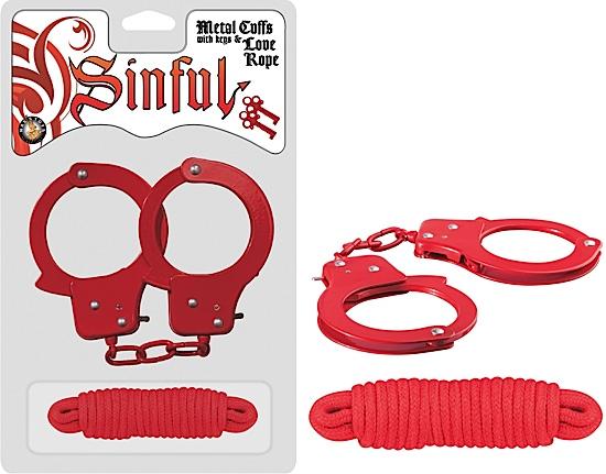 Sinful Metal Cuffs W/keys & Love Rope