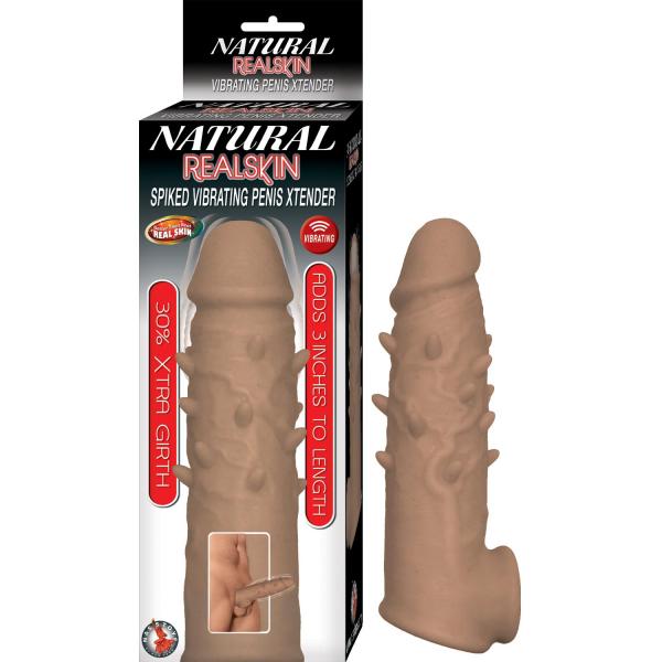 Natural Realskin Spiked Vibrating Penis Xtender