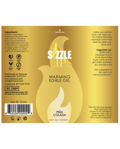 Sizzle Lips Pina Colada Warming Gel 4.2oz