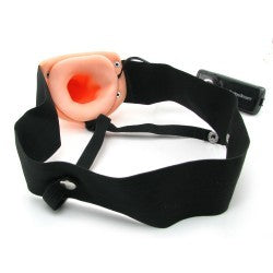 6'' Vibrating Hollow Strap On - Beige