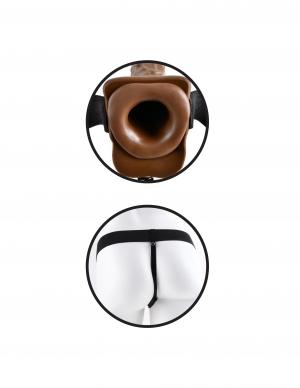 Fetish Fantasy Hollow Strap On Balls 7 inches Vibrating Brown