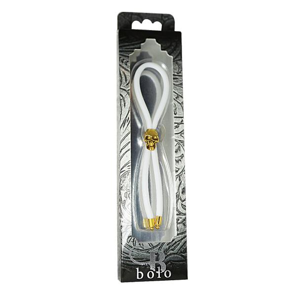 Bolo C-Ring Lasso Gold Skull Bead Silicone White