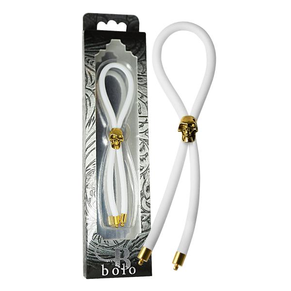 Bolo C-Ring Lasso Gold Skull Bead Silicone White