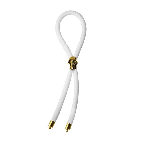 Bolo C-Ring Lasso Gold Skull Bead Silicone White