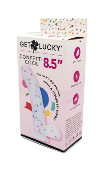 Get Lucky 8.5'' Real Skin Confetti Cock - Multi Color