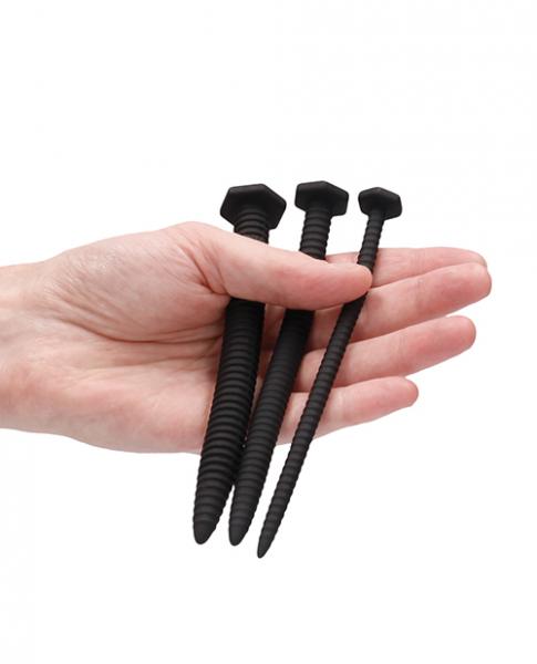 Silicone Screw Plug Set Urethral Sounding Black