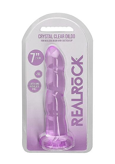 Realrock Crystal Clear Non-realistic Dildo With Suction Cup 7 In. Purple